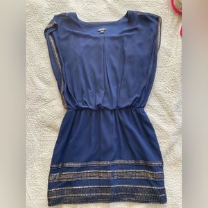 SLNY Navy Blue Cocktail Dress with Gold Trim Size 8